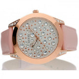 Guess Wonderlust Beige Dial Pink Leather Strap Watch for Women - W1065L1 Authentic Buy Shop Now