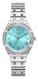 Guess Cosmo Diamonds Turquoise Dial Silver Steel Strap Watch for Women - GW0033L7 Authentic Buy Shop Now