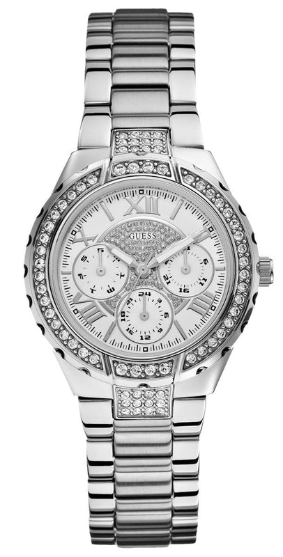 Guess Viva Quartz Silver Dial Silver Steel Strap Watch For Women - W0111l1 Authentic Buy Shop Now
