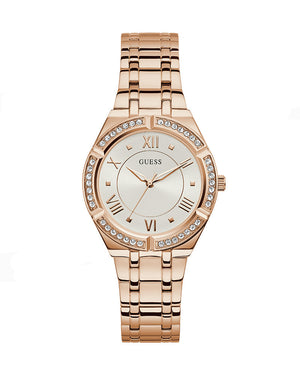 Guess Cosmo Diamonds Silver Dial Rose Gold Steel Strap Watch For Women - GW0033L3 Authentic Buy Shop Now