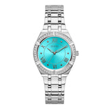 Guess Cosmo Diamonds Turquoise Dial Silver Steel Strap Watch for Women - GW0033L7 Authentic Buy Shop Now