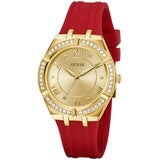 Guess Cosmo Diamonds Gold Dial Red Rubber Strap Watch for Women - GW0034L6 Authentic Buy Shop Now