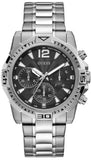 Guess Commander Chronograph Black Dial Silver Steel Strap Watch for Men - GW0056G1 Authentic Buy Shop Now