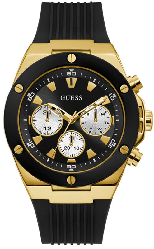 Guess Poseidon Chronograph Black Dial Black Rubber Strap Watch for Men - GW0057G1 Authentic Buy Shop Now