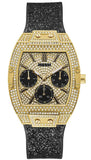 Guess Raven Diamonds Champagne Dial Black Rubber Strap Watch For Women - GW0105L2 Authentic Buy Shop Now