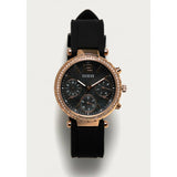 Guess Solstice Diamonds Black Mother of Pearl Dial Black Rubber Strap Watch for Women - GW0113L2 Authentic Buy Shop Now