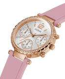 Guess Solstice Diamonds White Dial Pink Rubber Strap Watch For Women - GW0113L4 Authentic Buy Shop Now