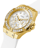 Guess Luna Diamonds White Dial White Rubber Strap Watch for Women - W0653L3 Authentic Buy Shop Now