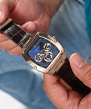 Guess Phoenix Multifunction Blue Dial Brown Leather Strap Watch for Men - GW0202G2 Authentic Buy Shop Now