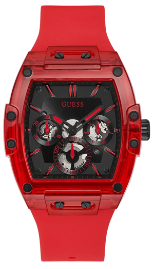 Guess Phoenix Multifunction Black Dial Red Rubber Strap Watch for Men - GW0203G5 Authentic Buy Shop Now