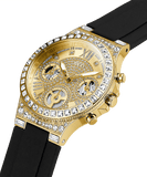 Guess Moonlight Crystals Silver Dial Black Silicone Strap Watch For Women - GW0257L1 Authentic Buy Shop Now