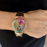Guess Sugarrush Quartz Multicolor Dial Gold Steel Strap Watch For Women - GW0258L1 Authentic Buy Shop Now