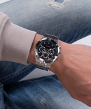 Guess Continental Black Dial Silver Steel Strap Watch for Men - GW0260G1 Authentic Buy Shop Now
