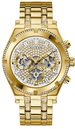 Guess Continental Diamonds Gold Dial Gold Steel Strap Watch for Men - GW0261G2 Authentic Buy Shop Now