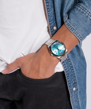 Guess Connoisseur Turquoise Dial Silver Steel Strap Watch for Men - GW0265G11 Authentic Buy Shop Now