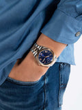 Guess Quartz Blue Dial Two Tone Steel Strap Watch For Men - GW0265G12 Authentic Buy Shop Now