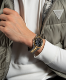 Guess Connoisseur Black Dial Two Tone Steel Strap Watch for Men - GW0265G5 Authentic Buy Shop Now