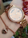 Guess Luna Diamonds Rose Gold Dial Rose Gold Steel Strap Watch for Women - GW0307L3 Authentic Buy Shop Now