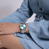Guess Luna Quartz Blue Dial Silver Steel Strap Watch For Women - GW0308L4 Authentic Buy Shop Now