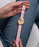 Guess Wonderlust Beige Dial Pink Leather Strap Watch for Women - W1065L1 Authentic Buy Shop Now