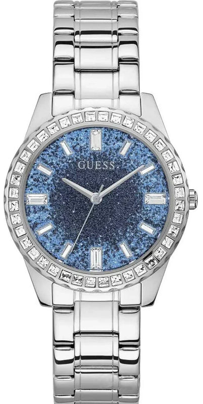 Guess Glitter Burst Diamonds Blue Dial Silver Steel Strap Watch for Women - GW0405L1 Authentic Buy Shop Now