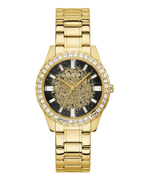 Guess Night Life Diamonds Black Dial Gold Steel Strap Watch for Women - GW0405L2 Authentic Buy Shop Now