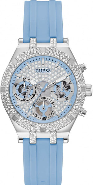 Guess Heiress Diamonds Blue Dial Blue Rubber Strap Watch for Women - GW0407L1 Authentic Buy Shop Now