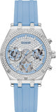 Guess Heiress Diamonds Blue Dial Blue Rubber Strap Watch for Women - GW0407L1 Authentic Buy Shop Now