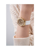 Guess Heiress Diamonds Gold Dial White Rubber Strap Watch for Women - GW0407L2 Authentic Buy Shop Now