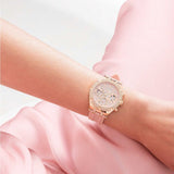 Guess Heiress Diamonds Rose Gold Dial Pink Rubber Strap Watch for Women - GW0407L3 Authentic Buy Shop Now