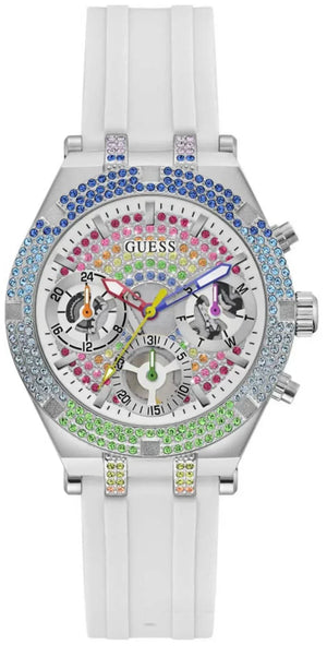 Guess Glitz Pride Limited Edition White Dial White Rubber Strap Watch for Women - GW0407L4 Authentic Buy Shop Now