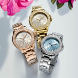 Guess Crown Jewel Diamonds Blue Dial Silver Steel Strap Watch for Women - GW0410L1 Authentic Buy Shop Now