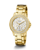 Guess Crown Jewel Diamonds White Dial Gold Steel Strap Watch for Women - GW0410L2 Authentic Buy Shop Now