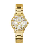Guess Crown Jewel Diamonds White Dial Gold Steel Strap Watch for Women - GW0410L2 Authentic Buy Shop Now