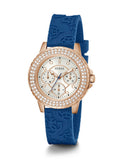 Guess Crown Jewel Diamonds White Dial Blue Rubber Strap Watch for Women - GW0411L2 Authentic Buy Shop Now