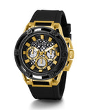 Guess Matrix Multifunction Gold Dial Black Rubber Strap Watch For Men - GW0423G2 Authentic Buy Shop Now