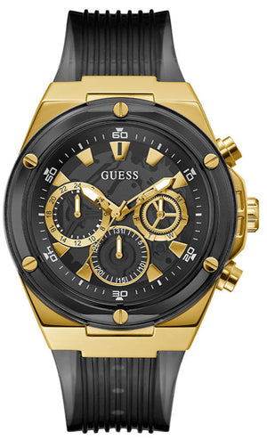 Guess Poseidon Chronograph Black Dial Black Silicone Strap Watch For Men - GW0425G1 Authentic Buy Shop Now