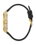 Guess Princess Crystals Gold Dial Black Silicone Strap Watch For Women - GW0439L2 Authentic Buy Shop Now