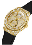 Guess Princess Crystals Gold Dial Black Silicone Strap Watch For Women - GW0439L2 Authentic Buy Shop Now