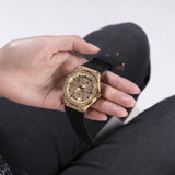 Guess Princess Crystals Gold Dial Black Silicone Strap Watch For Women - GW0439L2 Authentic Buy Shop Now