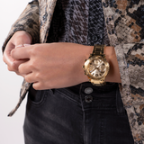 Guess Cosmic Chronograph Gold Dial Gold Steel Strap Watch for Women - GW0465L1 Authentic Buy Shop Now