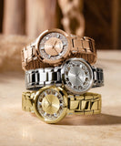 Guess Crystal Clear Analog Gold Dial Gold Steel Strap Watch for Women - GW0470L2 Authentic Buy Shop Now