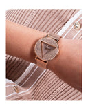 Guess Iconic Diamonds Rose Gold Dial Rose Gold Mesh Bracelet Watch For Women - GW0477L3 Authentic Buy Shop Now