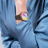 Guess Confetti Chronograph Rainbow Dial Gold Steel Strap Watch For Women - GW0483L4 Authentic Buy Shop Now