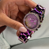 Guess Confetti Chronograph Crystals Multicolor Dial Purple Steel Strap Watch For Women - GW0483L5 Authentic Buy Shop Now