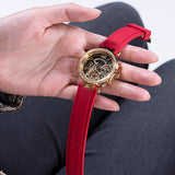 Guess Solstice Diamonds Gold Dial Red Rubber Strap Watch for Women - GW0484L1 Authentic Buy Shop Now