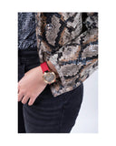 Guess Solstice Diamonds Gold Dial Red Rubber Strap Watch for Women - GW0484L1 Authentic Buy Shop Now