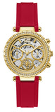 Guess Solstice Diamonds Gold Dial Red Rubber Strap Watch for Women - GW0484L1 Authentic Buy Shop Now