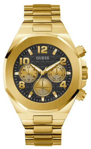 Guess Empire Quartz Black Dial Gold Steel Strap Watch For Men - GW0489G2 Authentic Buy Shop Now