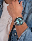 Guess Empire Chronograph Quartz Sky Blue Dial Silver Steel Strap Watch For Men - GW0489G3 Authentic Buy Shop Now